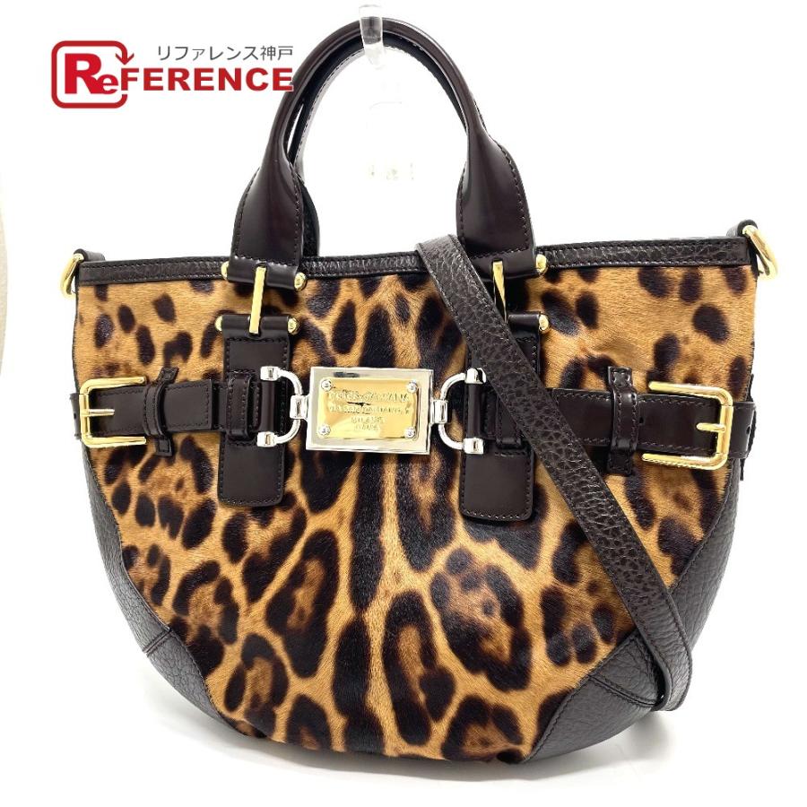 DOLCE&GABBANA ドルチェアンドガッバーナ レオパード MISS MARY 2WAY ショルダーバッグ ハンドバッグ ハラコ/レザー ブラウン【中古】 | 