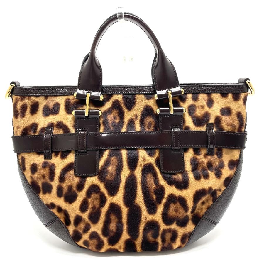 DOLCE&GABBANA ドルチェアンドガッバーナ レオパード MISS MARY 2WAY ショルダーバッグ ハンドバッグ ハラコ/レザー ブラウン【中古】 |  | 01