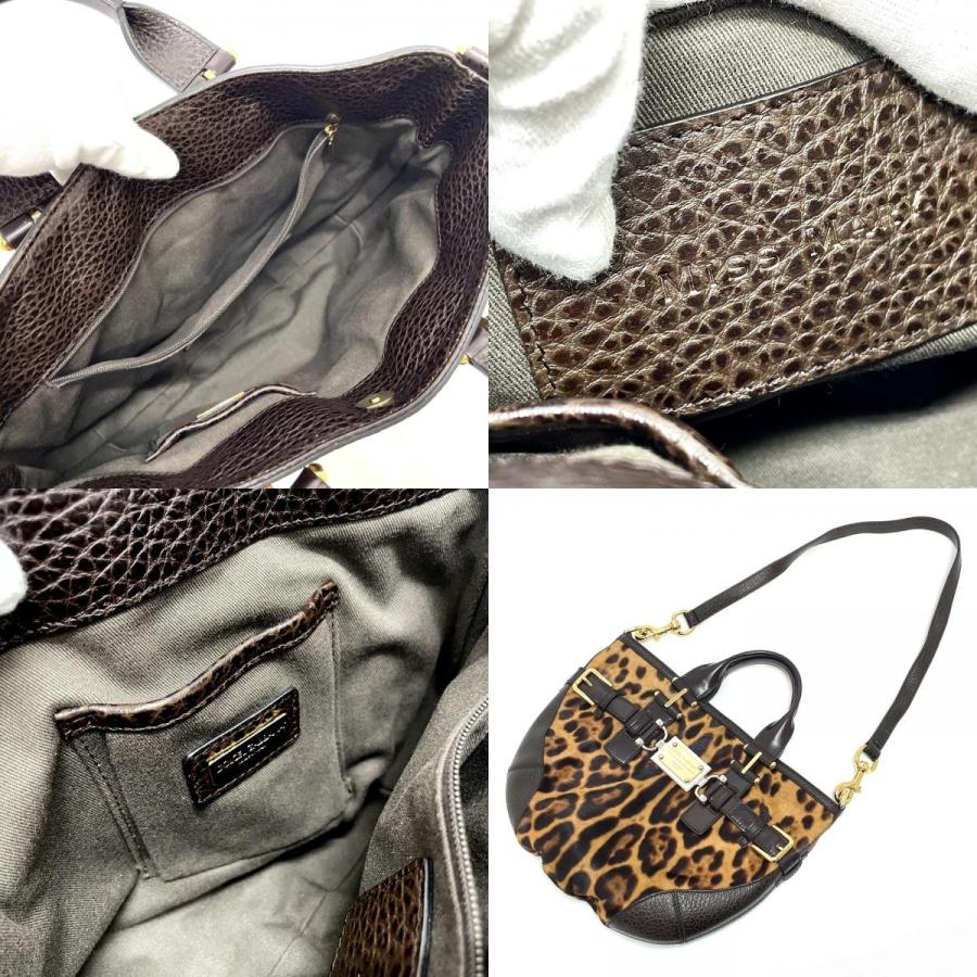 DOLCE&GABBANA ドルチェアンドガッバーナ レオパード MISS MARY 2WAY ショルダーバッグ ハンドバッグ ハラコ/レザー ブラウン【中古】 |  | 08