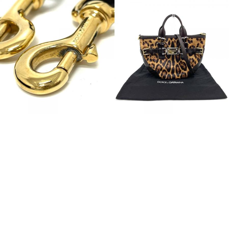DOLCE&GABBANA ドルチェアンドガッバーナ レオパード MISS MARY 2WAY ショルダーバッグ ハンドバッグ ハラコ/レザー ブラウン【中古】 |  | 09