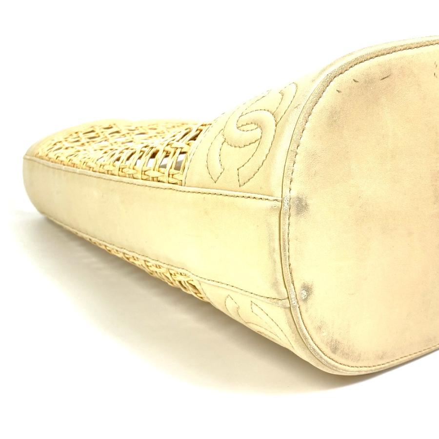 CHANEL シャネル CC ココマーク 籠 カゴ バッグ インナーポーチ ハンドバッグ ストロー/レザー ベージュ レディース【中古】 | CHANEL | 04