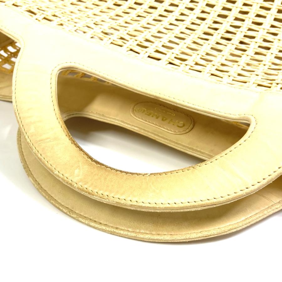 CHANEL シャネル CC ココマーク 籠 カゴ バッグ インナーポーチ ハンドバッグ ストロー/レザー ベージュ レディース【中古】 | CHANEL | 05