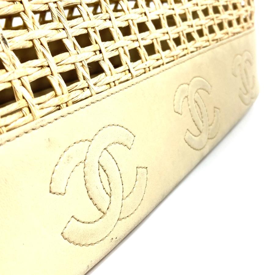 CHANEL シャネル CC ココマーク 籠 カゴ バッグ インナーポーチ ハンドバッグ ストロー/レザー ベージュ レディース【中古】 | CHANEL | 06