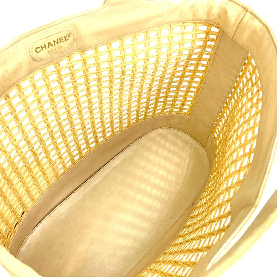 CHANEL シャネル CC ココマーク 籠 カゴ バッグ インナーポーチ ハンドバッグ ストロー/レザー ベージュ レディース【中古】 | CHANEL | 08