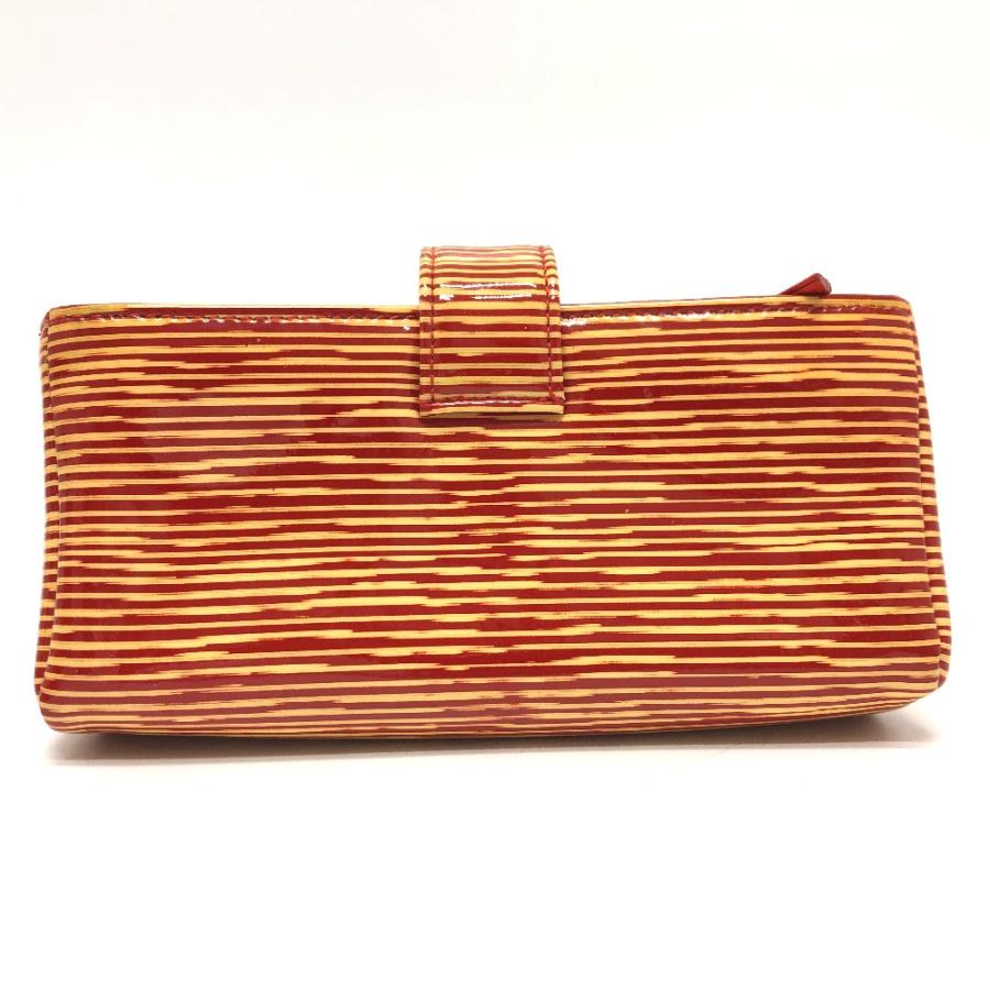 CHANEL シャネル CC ココマーク ボーダー ポーチ パテントレザー レッド系 レディース【中古】 | CHANEL | 01