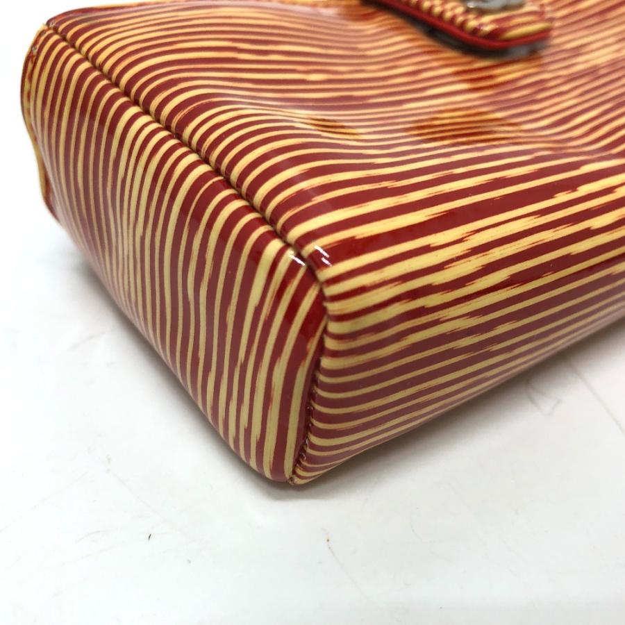 CHANEL シャネル CC ココマーク ボーダー ポーチ パテントレザー レッド系 レディース【中古】 | CHANEL | 04