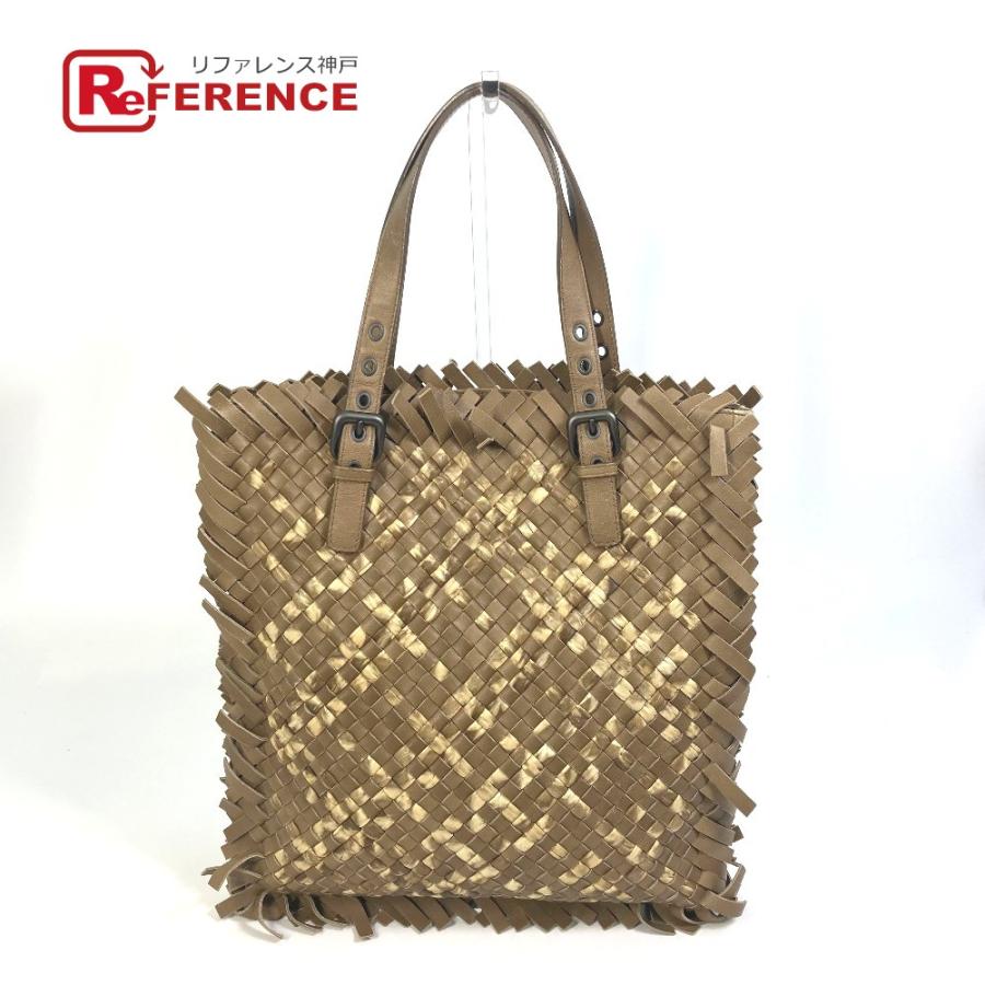 BOTTEGA VENETA ボッテガヴェネタ 239898 イントレチャート トートバッグ レザー ベージュ メンズ.【中古】 | 