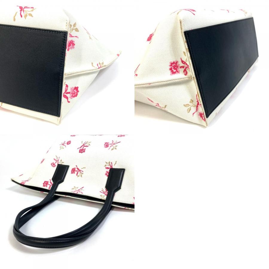 LOEWE ロエベ 花柄 フラワー ショルダーバッグ トートバッグ キャンバス/レザー ホワイト レディース【中古】 | LOEWE | 09