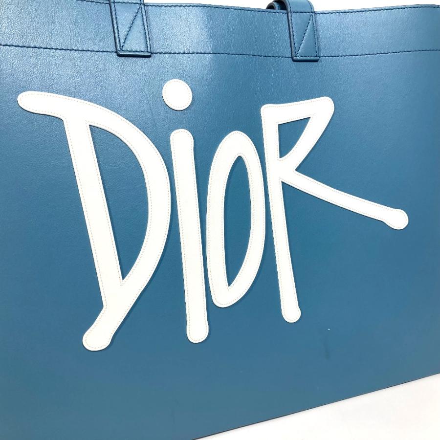 Dior ディオール ロゴ ショーンステューシーコラボ ハンドバッグ トートバッグ レザー ブルー メンズ.【中古】 |  | 05