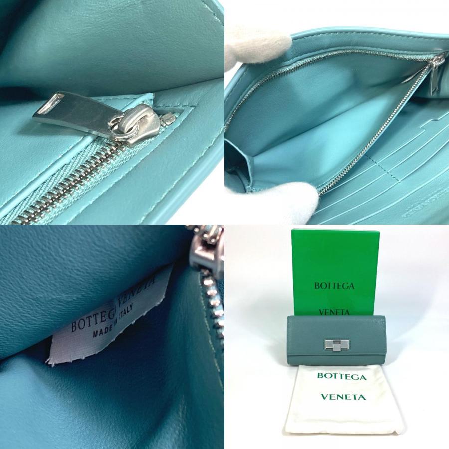 BOTTEGA VENETA ボッテガヴェネタ 629557 2つ折り長財布 コンチネンタルウォレット 長財布 レザー ブルー レディース【中古】新品同様 |  | 09