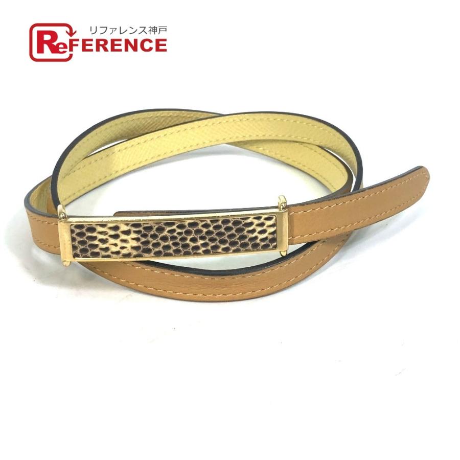 HERMES エルメス 細ベルト ベルト レザー R□刻 ジョーヌプッサン/ジョーヌアンブル イエロー レディース.【中古】 | HERMES