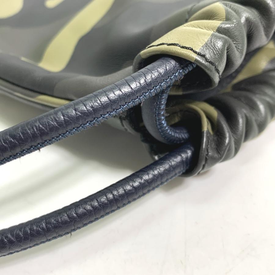 DIOR HOMME ディオール・オム カモフラージュ 迷彩 巾着 リュックサック レザー グリーン メンズ【中古】 | Dior HOMME | 06