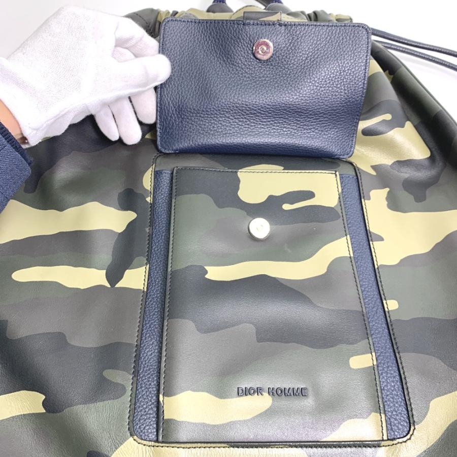 DIOR HOMME ディオール・オム カモフラージュ 迷彩 巾着 リュックサック レザー グリーン メンズ【中古】 | Dior HOMME | 07