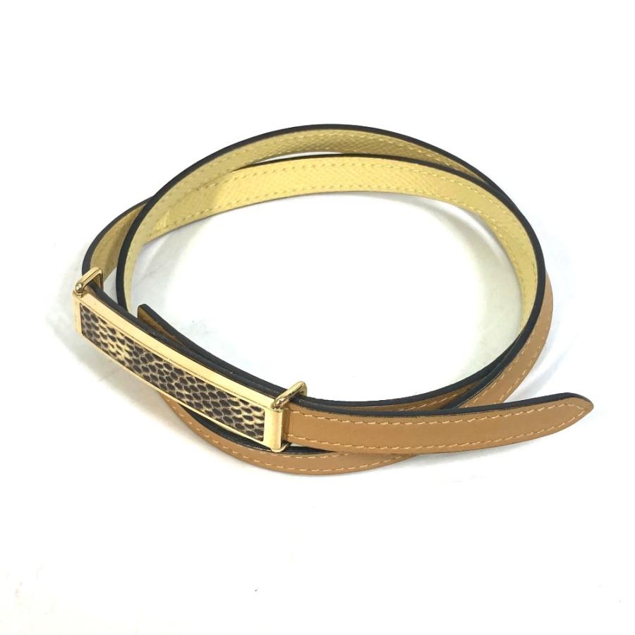 HERMES エルメス 細ベルト ベルト レザー R□刻 ジョーヌプッサン/ジョーヌアンブル イエロー レディース.【中古】 | HERMES | 03