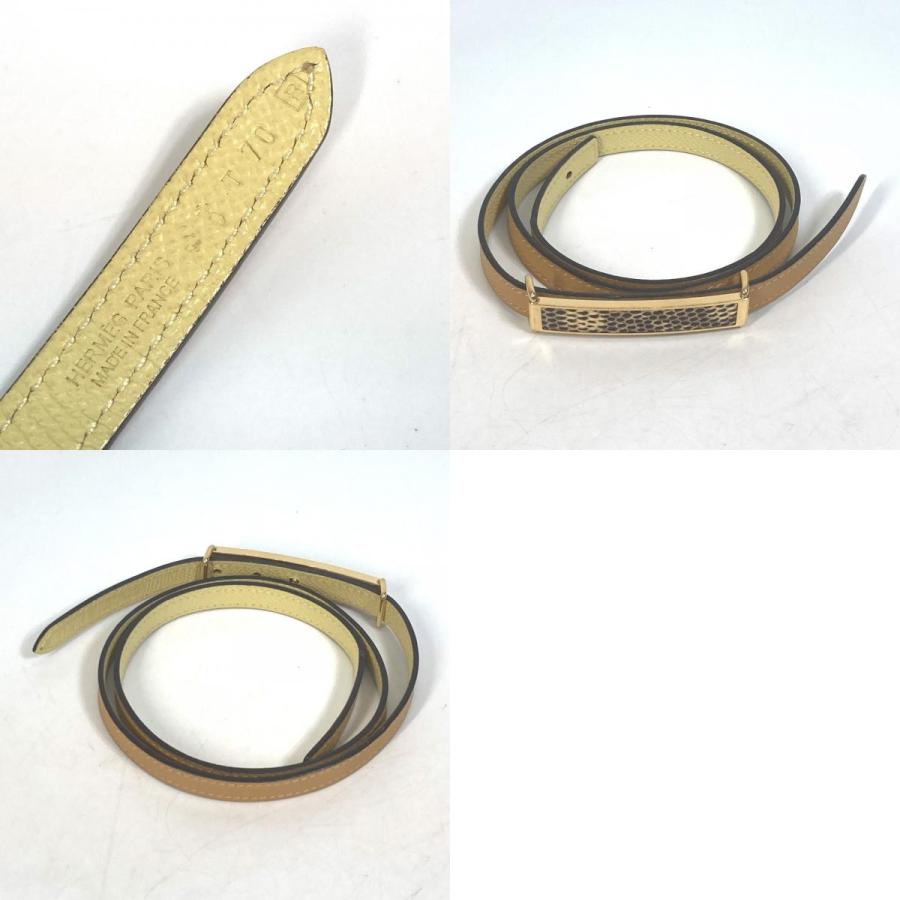 HERMES エルメス 細ベルト ベルト レザー R□刻 ジョーヌプッサン/ジョーヌアンブル イエロー レディース.【中古】 | HERMES | 09