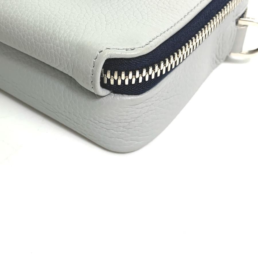 Dior ディオール ロゴ 2PUBC120GBC H07E ダブルジップポケット ショルダーバッグ レザー グレー メンズ【中古】 |  | 03