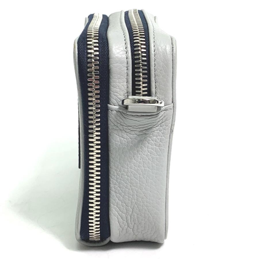 Dior ディオール ロゴ 2PUBC120GBC H07E ダブルジップポケット ショルダーバッグ レザー グレー メンズ【中古】 |  | 06