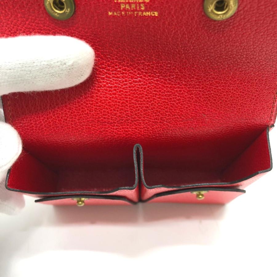 美品/エルメス ドッグプリント ミニ トランプ レザーケース レッド 未使用品 HERMES エルメス ドッグプリント ミニ トランプ 2点セット