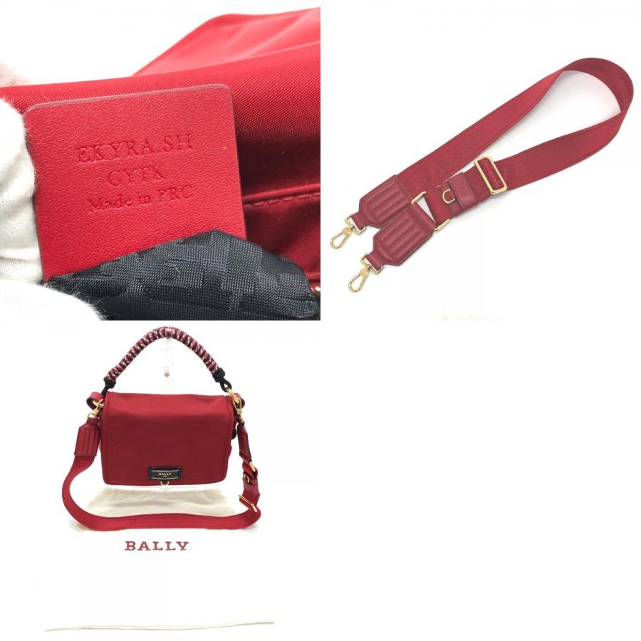 BALLY バリー 2WAY ハンドバッグ ナイロン レッド レディース【中古 