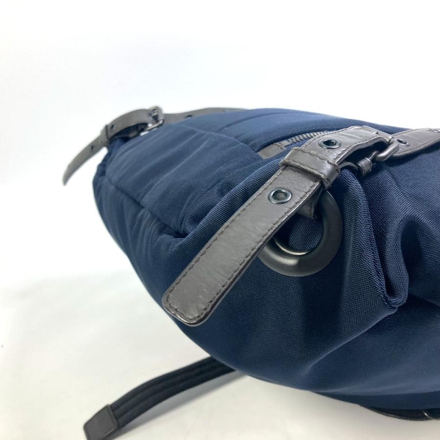 BOTTEGA VENETA ボッテガヴェネタ 409595 イントレチャート バックパック リュックサック ナイロン/レザー ネイビー×ブラウン【中古】