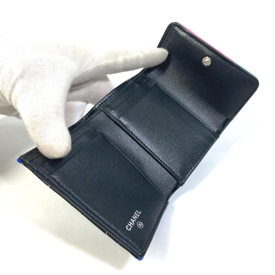 【良品】CHANEL シャネル コンパクト財布 三つ折り ラムスキン ココマーク CHANEL シャネル CC ココマーク スモールフラップ コンパクト