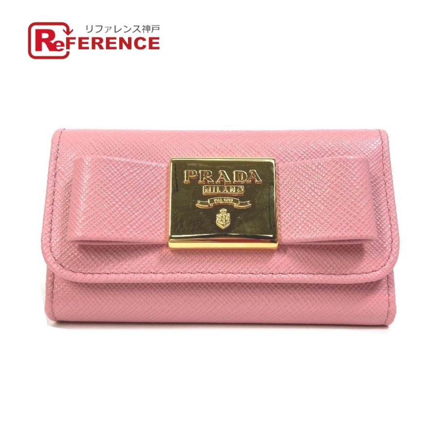 プラダ PRADA 6連 1PG222 ロゴ リボン 3つ折り キーケース
