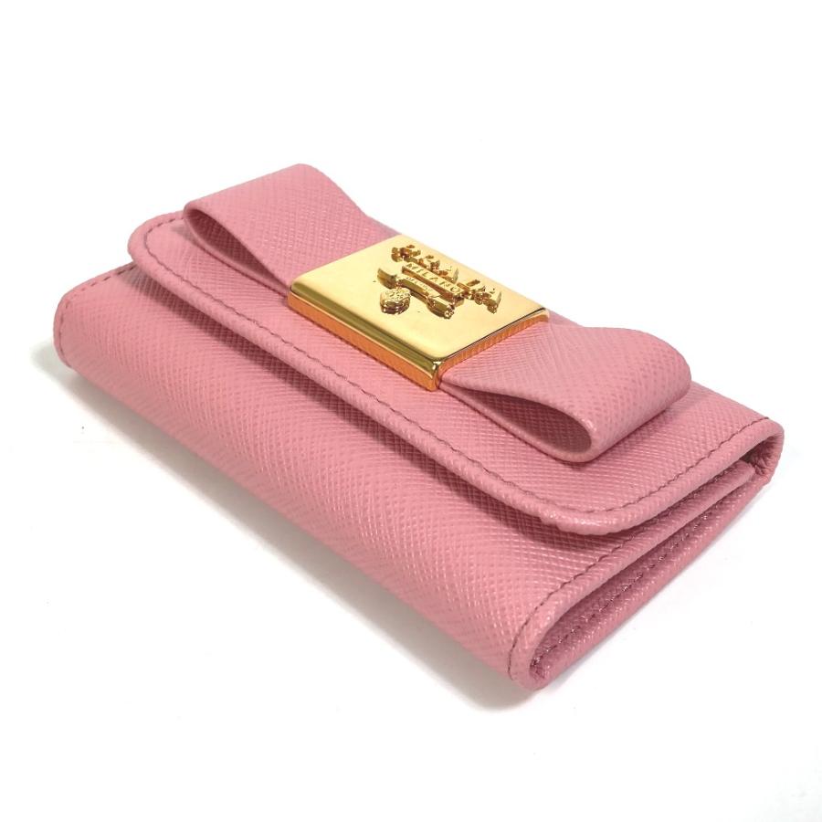 PRADA プラダ 1PG222 ロゴ リボン 6連 3つ折り キーケース