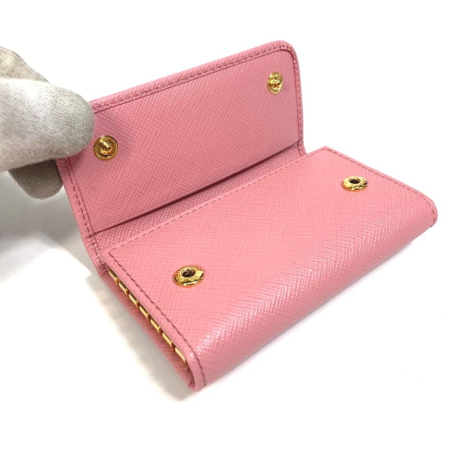 PRADA プラダ 1PG222 ロゴ リボン 6連 3つ折り キーケース