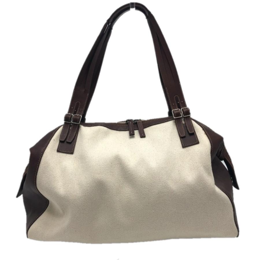 CELINE セリーヌ 165952 ロゴ ボストンバッグ キャンバス/レザー ベージュ/ブラウン レディース【中古】 | CELINE | 01