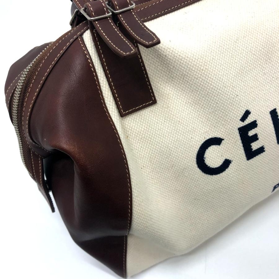 CELINE セリーヌ 165952 ロゴ ボストンバッグ キャンバス/レザー ベージュ/ブラウン レディース【中古】 | CELINE | 07