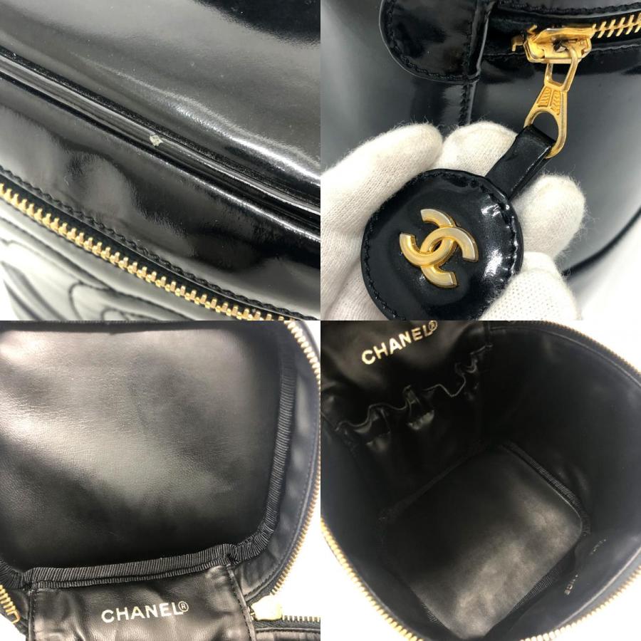 CHANEL シャネル A01998 CC ココマーク ヴィンテージ 化粧ポーチ バニティバッグ パテントレザー ブラック レディース【中古】 | CHANEL | 08