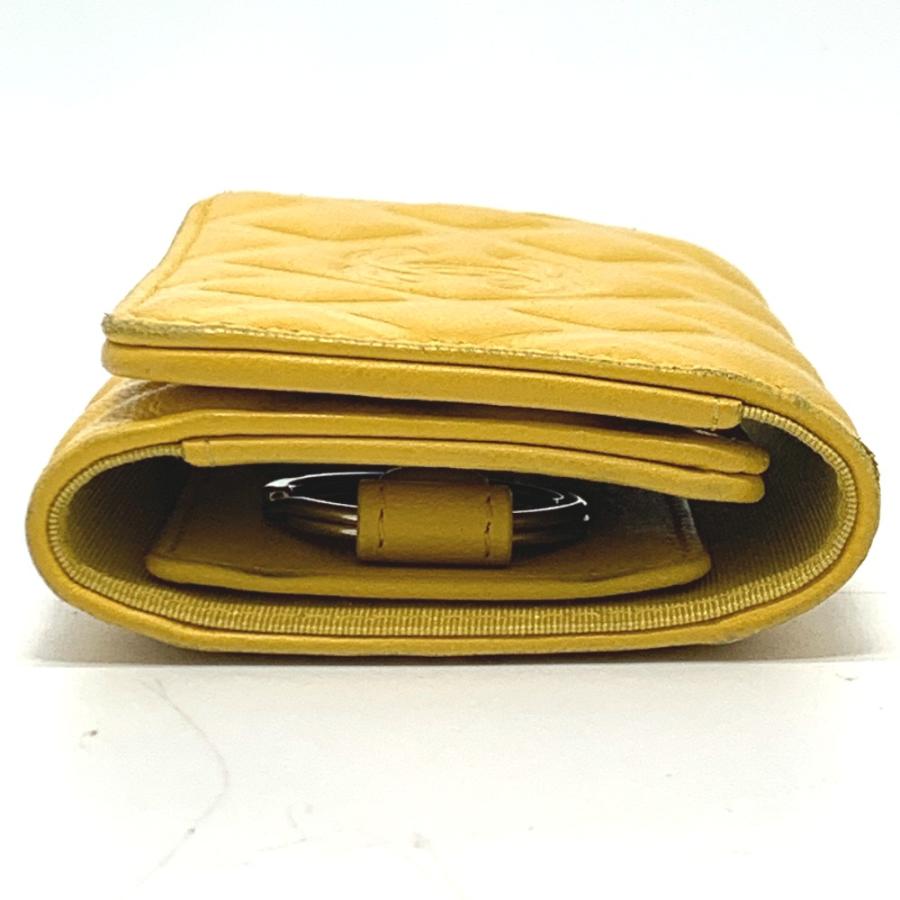 CHANEL シャネル ココマーク ダイヤモンドCC 4連 キーリング付き キーケース カーフスキン イエロー レディース【中古】 | CHANEL | 04