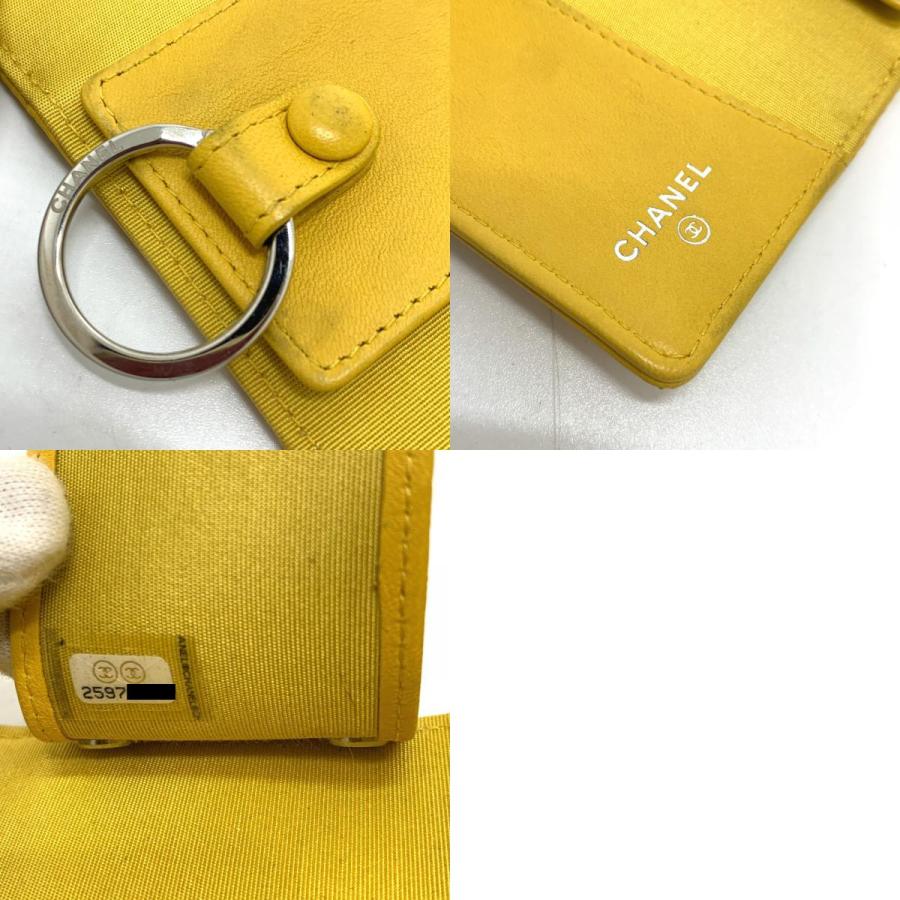 CHANEL シャネル ココマーク ダイヤモンドCC 4連 キーリング付き キーケース カーフスキン イエロー レディース【中古】 | CHANEL | 09