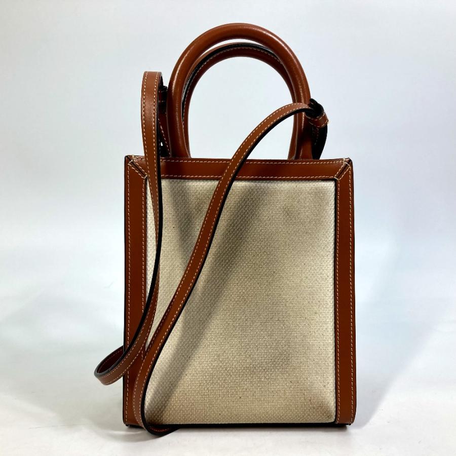 セリーヌ CELINE バーティカルカバ ミニ 193302DCI.02NT 馬車 カバン 2WAY ショルダーバッグ キャンバス/レザー ナチュラル ベージュ CELINE（セリーヌ） 193302DCI.02NT 馬車 バーティカルカバ ミニ 2WAY
