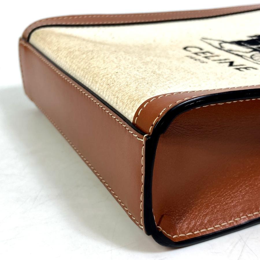 セリーヌ CELINE バーティカルカバ ミニ 193302DCI.02NT 馬車 カバン 2WAY ショルダーバッグ キャンバス/レザー ナチュラル ベージュ CELINE（セリーヌ） 193302DCI.02NT 馬車 バーティカルカバ ミニ 2WAY
