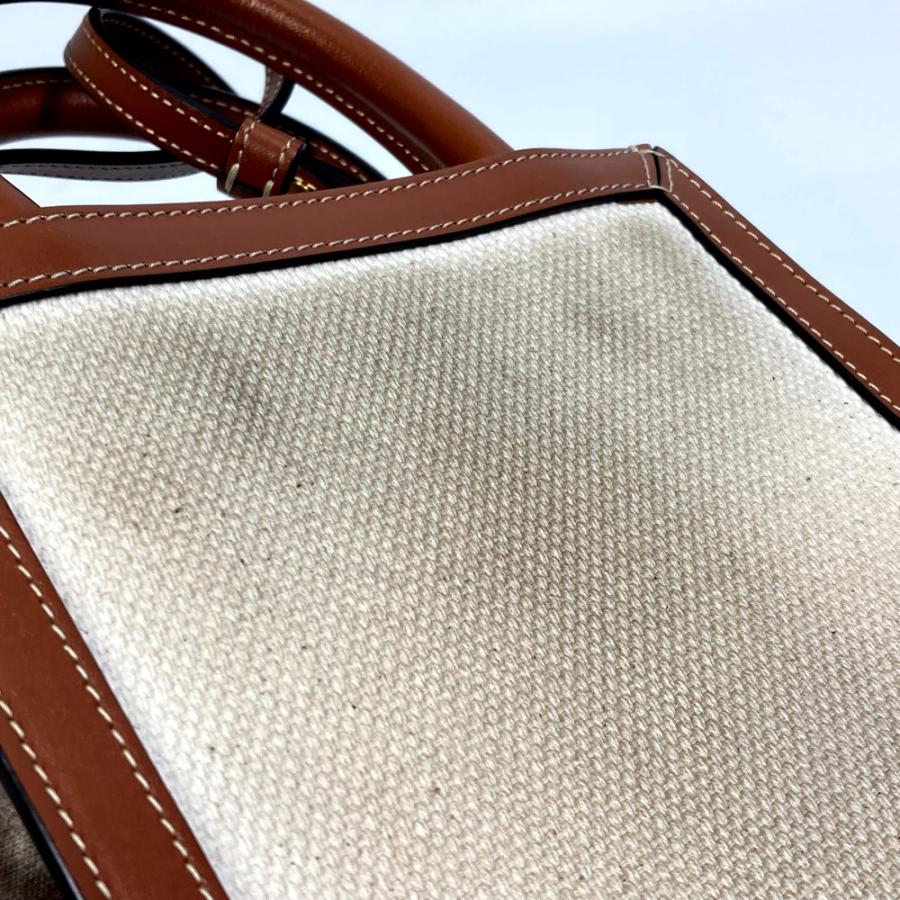 セリーヌ CELINE バーティカルカバ ミニ 193302DCI.02NT 馬車 カバン 2WAY ショルダーバッグ キャンバス/レザー ナチュラル ベージュ CELINE（セリーヌ） 193302DCI.02NT 馬車 バーティカルカバ ミニ 2WAY
