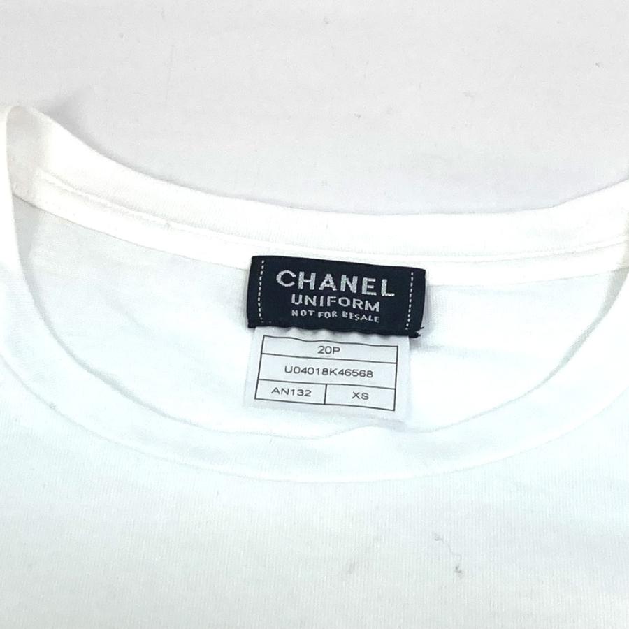 美品 S シャネル CHANEL ロゴ ユニフォーム Tシャツ 白 半袖 20P CHANEL シャネル ロゴ ユニフォーム 20P Tシャツ トップス 半袖