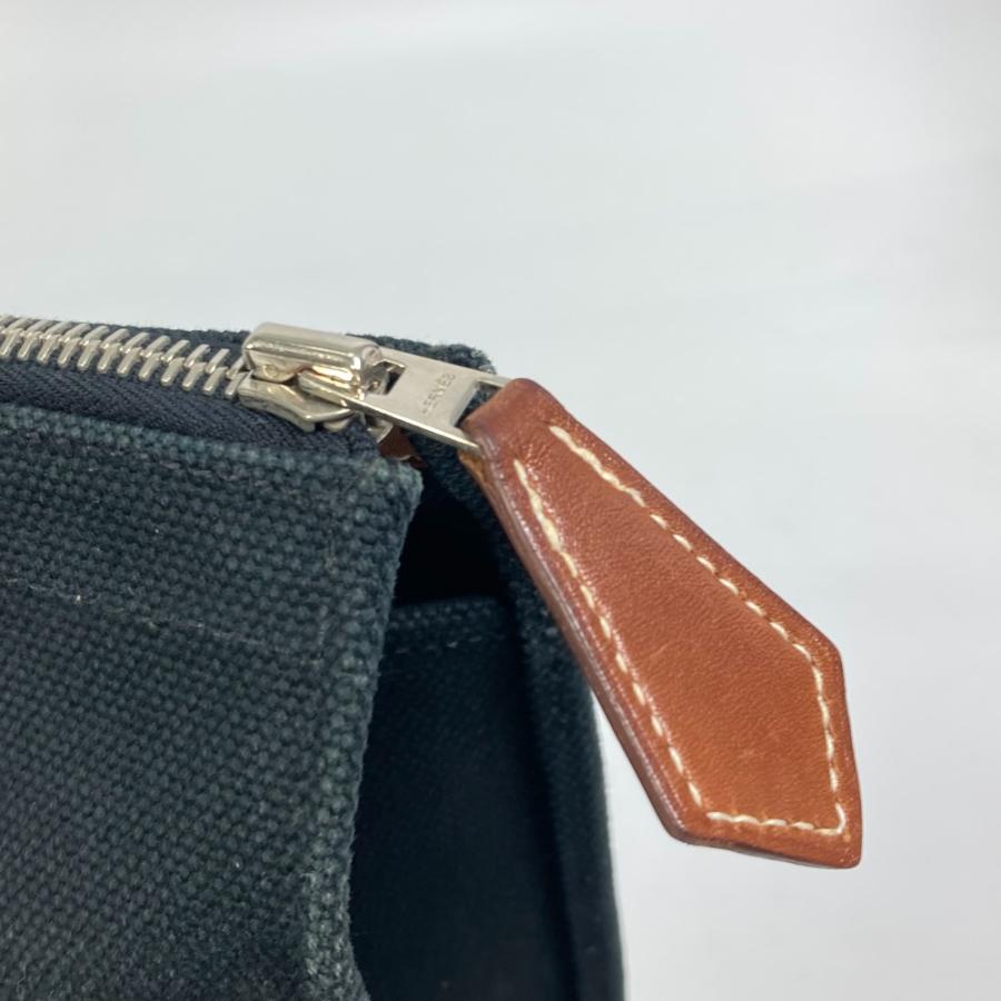 HERMES エルメス ビジネスバッグ カバス ミラ PM ハンドバッグ バイカラー トートバッグ キャンバス/レザー L 刻 ブラック