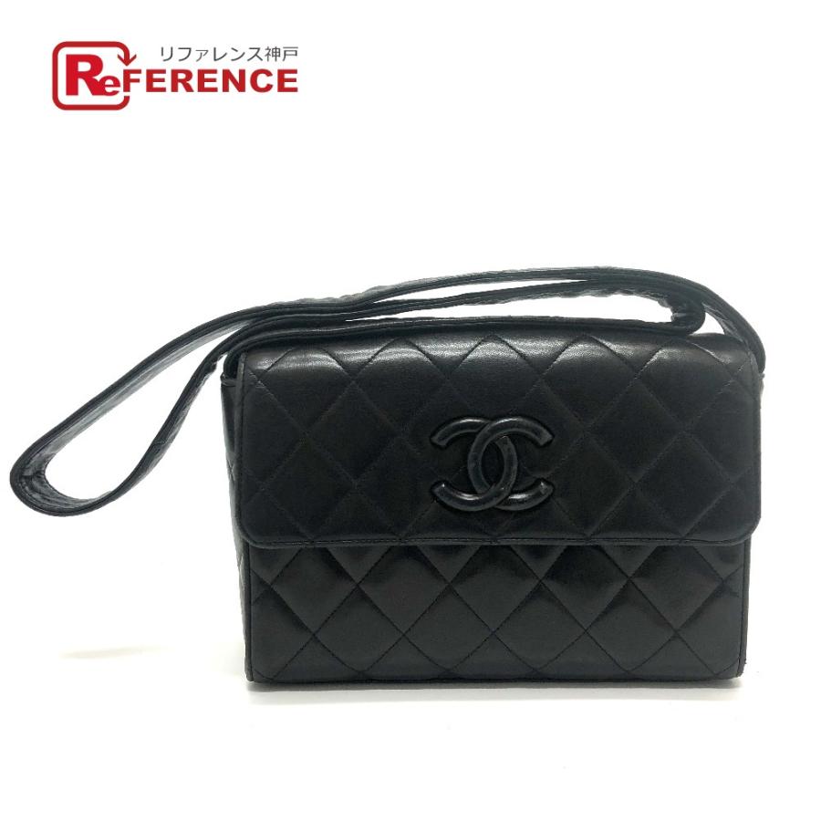 CHANEL シャネル CC ココマーク マトラッセ ショルダーバッグ ラムスキン ブラック レディース【中古】 | CHANEL