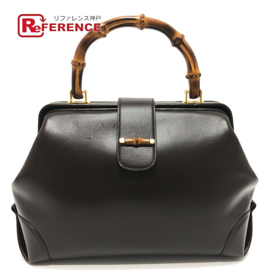 希少　GUCCI ダークブラウン レザー ハンドバッグ バンブー　ドクターズ GUCCI グッチ バンブー ドクターズバッグ ハンドバッグ レザー