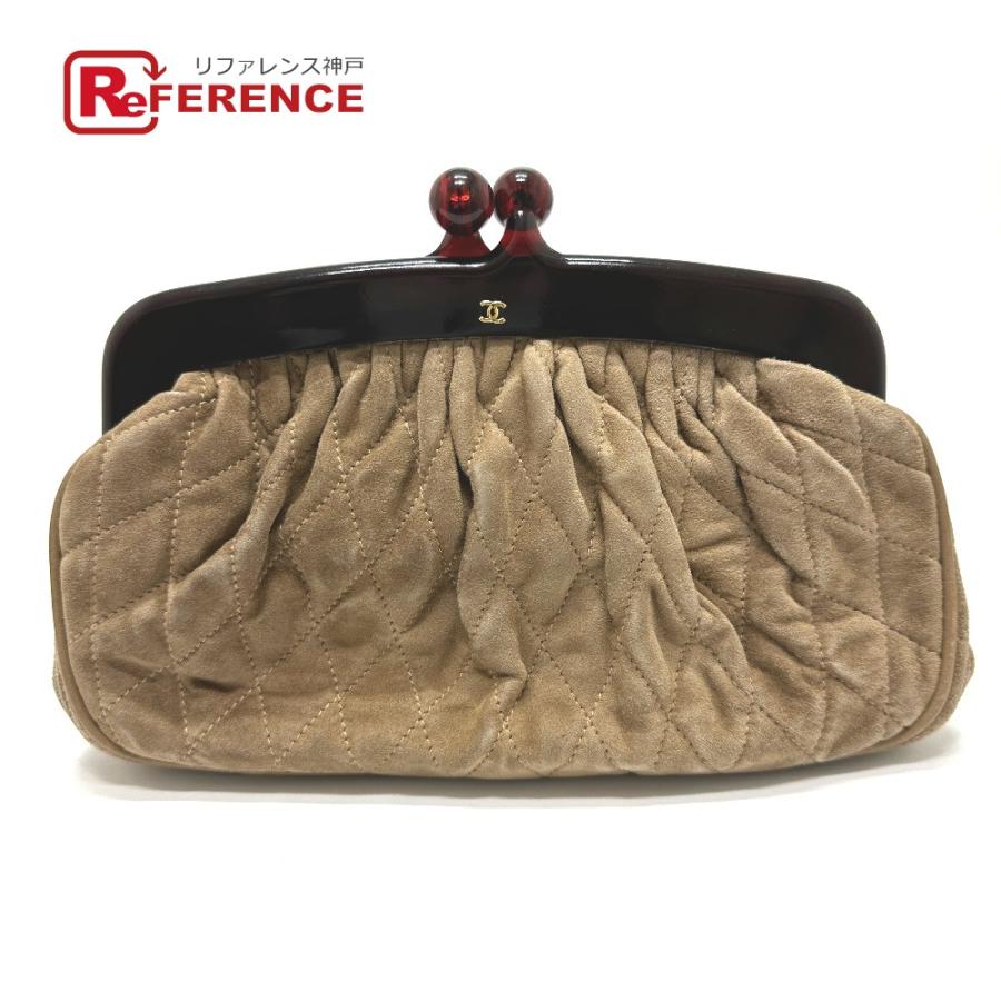 CHANEL シャネル CC ココマーク がま口 ヴィンテージ ポーチ スエード  