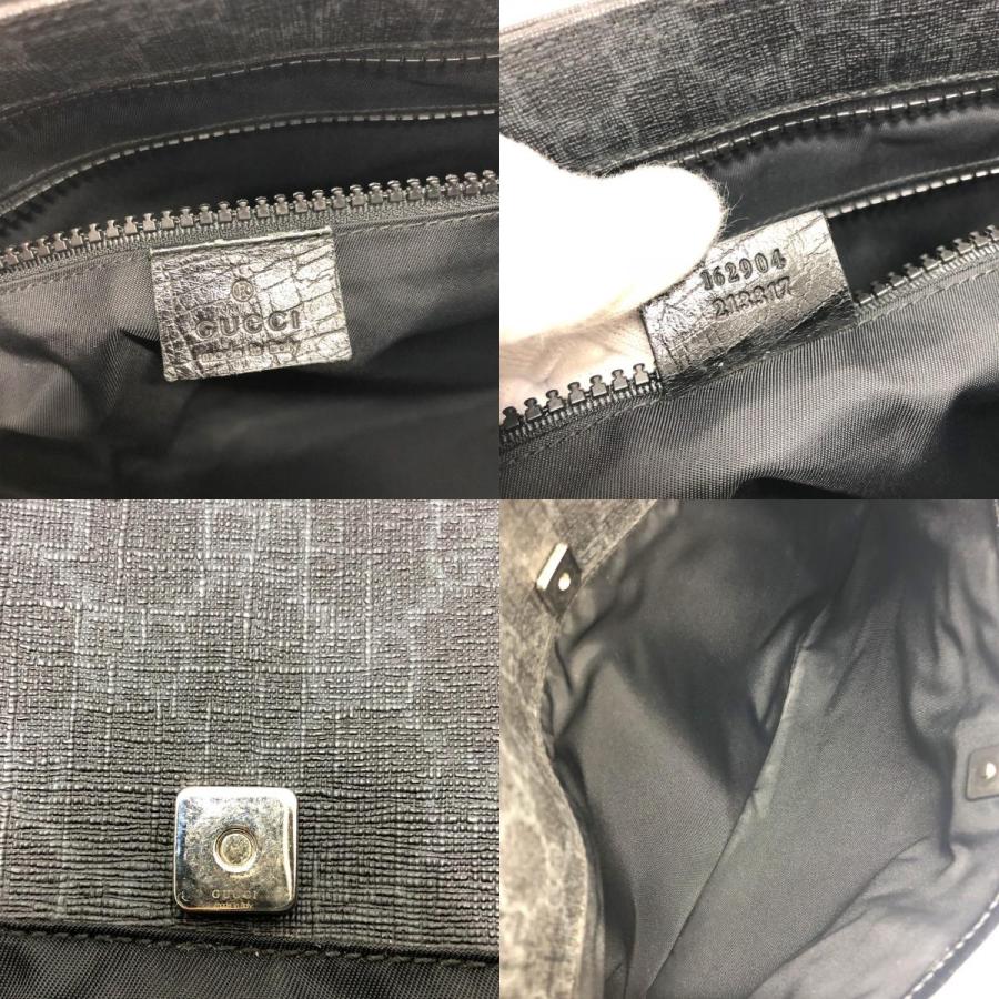 【美品✨】GUCCI ショルダーバッグ GGキャンバス レザー ブラック 極美品】GUCCI グッチ ショルダーバッグ GGキャンバス×レザー 大