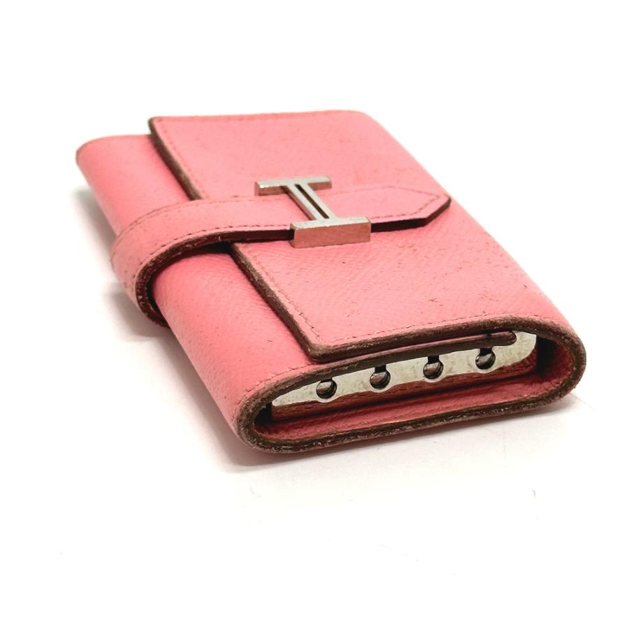 HERMES エルメス H金具 ベアン 4連 キーケース ヴォーエプソン T刻 ローズコンフェティ ピンク レディース【中古】_4