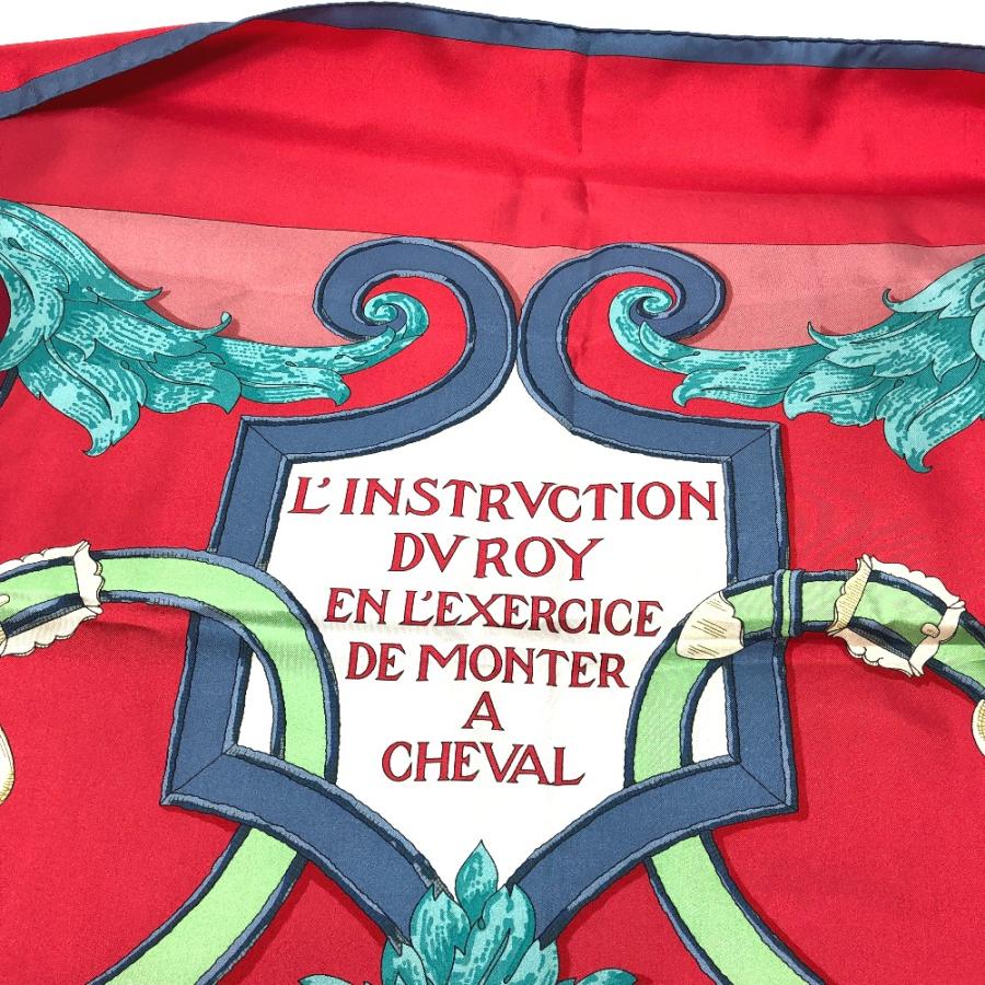 HERMES エルメス 帝王学 LINSTRUCTION DUROY スカーフ カレ 140 ショール シルク レッド レディース【中古】 | HERMES | 01