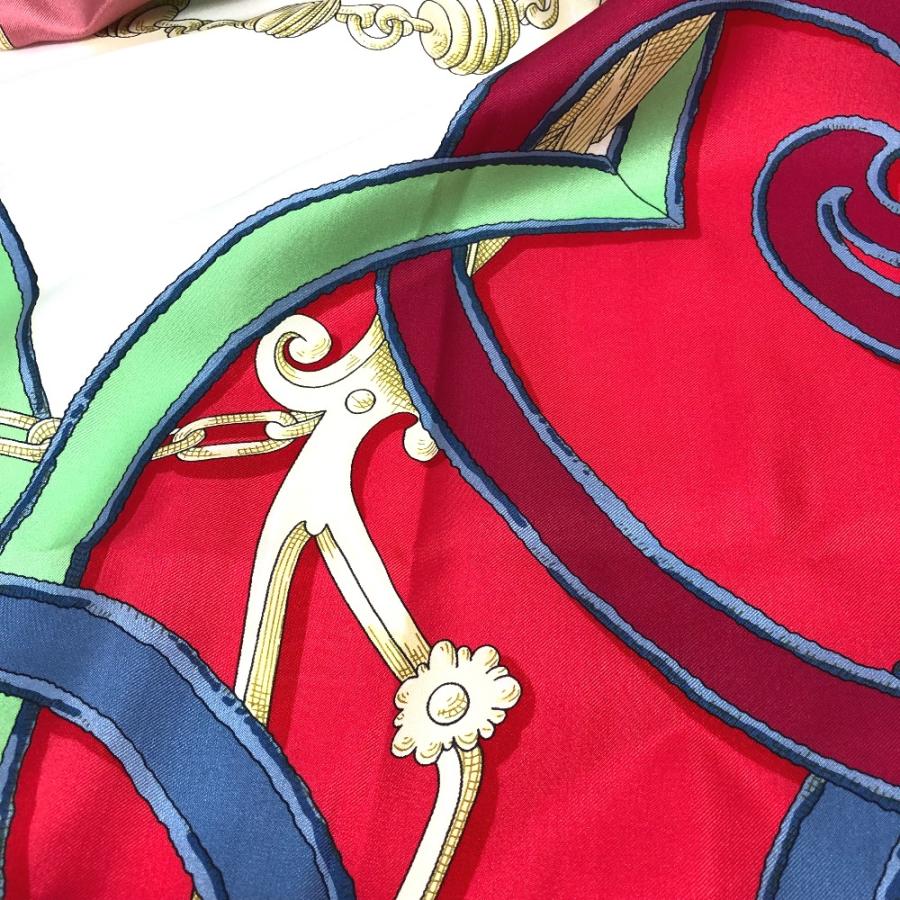 HERMES エルメス 帝王学 LINSTRUCTION DUROY スカーフ カレ 140 ショール シルク レッド レディース【中古】 | HERMES | 06