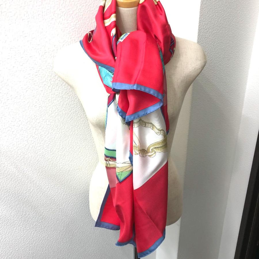 HERMES エルメス 帝王学 LINSTRUCTION DUROY スカーフ カレ 140 ショール シルク レッド レディース【中古】 | HERMES | 07