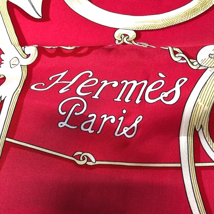 HERMES エルメス 帝王学 LINSTRUCTION DUROY スカーフ カレ 140 ショール シルク レッド レディース【中古】 | HERMES | 08