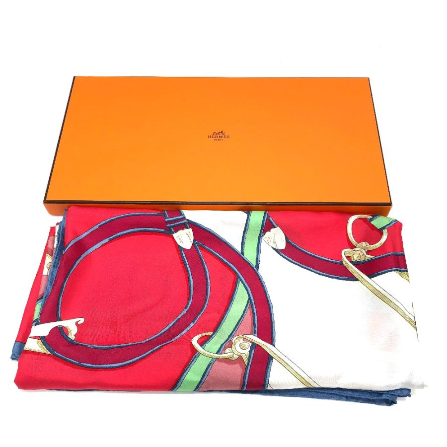 HERMES エルメス 帝王学 LINSTRUCTION DUROY スカーフ カレ 140 ショール シルク レッド レディース【中古】 | HERMES | 09