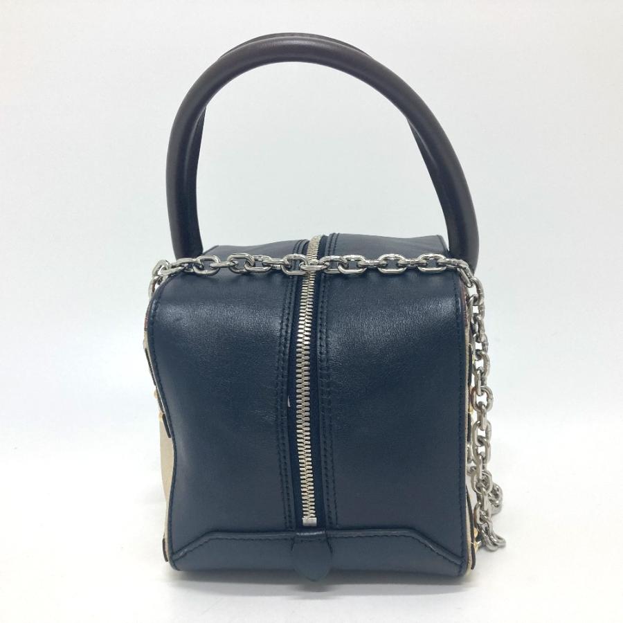 LOUIS VUITTON ルイヴィトン M52350 トロンプ ルイユ チェーン 2WAY ハンドバッグ レザー ブラック/ベージュ レディース【中古】