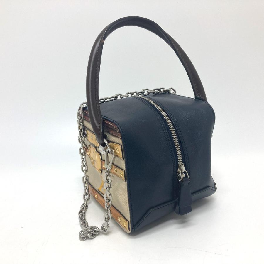 LOUIS VUITTON ルイヴィトン M52350 トロンプ ルイユ チェーン 2WAY ハンドバッグ レザー ブラック/ベージュ レディース【中古】